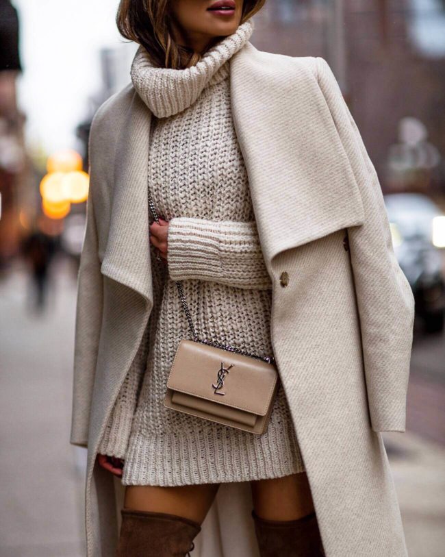 fashion blogger mia mia mine wearing a monochromatic winter white outfit 2018
