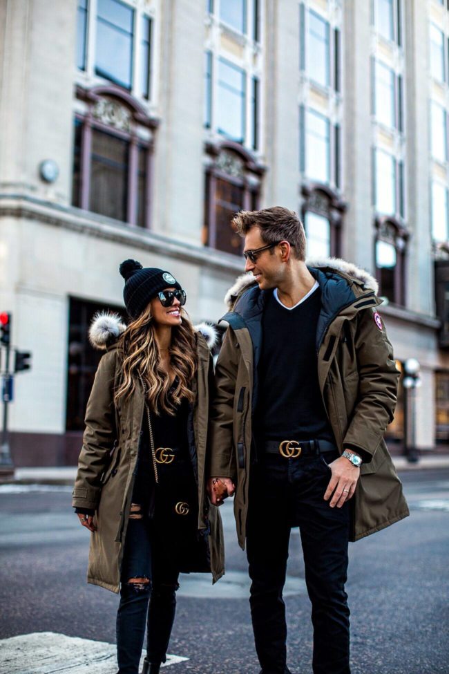 fashion blogger mia mia mine with husband phil wearing gucci belts