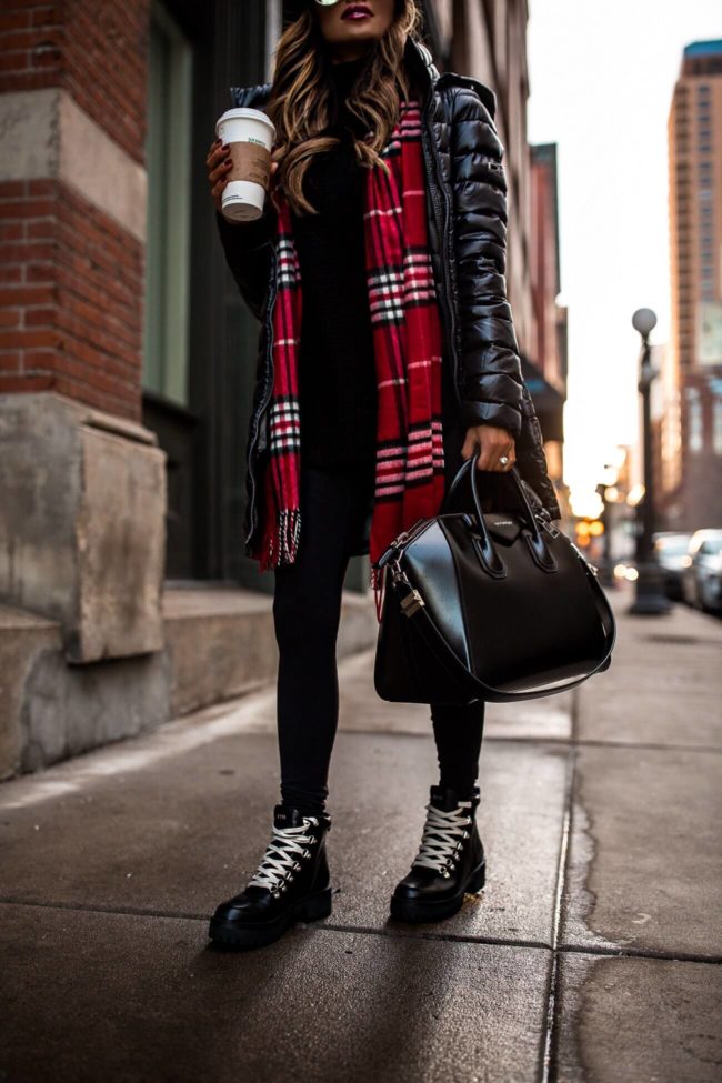 fashion blogger mia mia mine wearing a puffer jacket from walmart and steve madden hiker boots for winter 2018