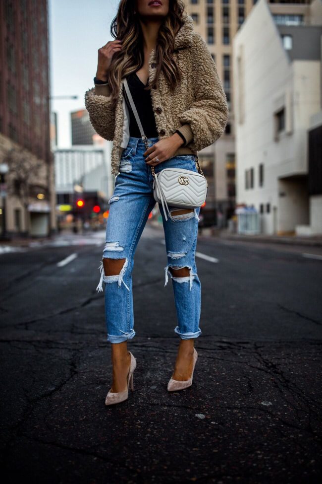 fashion blogger mia mia mine wearing grlfrnd denim from revolve