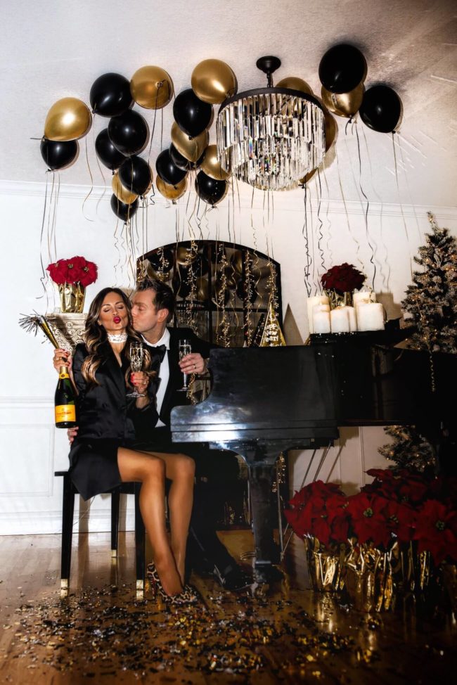 fashion blogger mia mia mine with husband phil thompson for new year's eve at home 2019