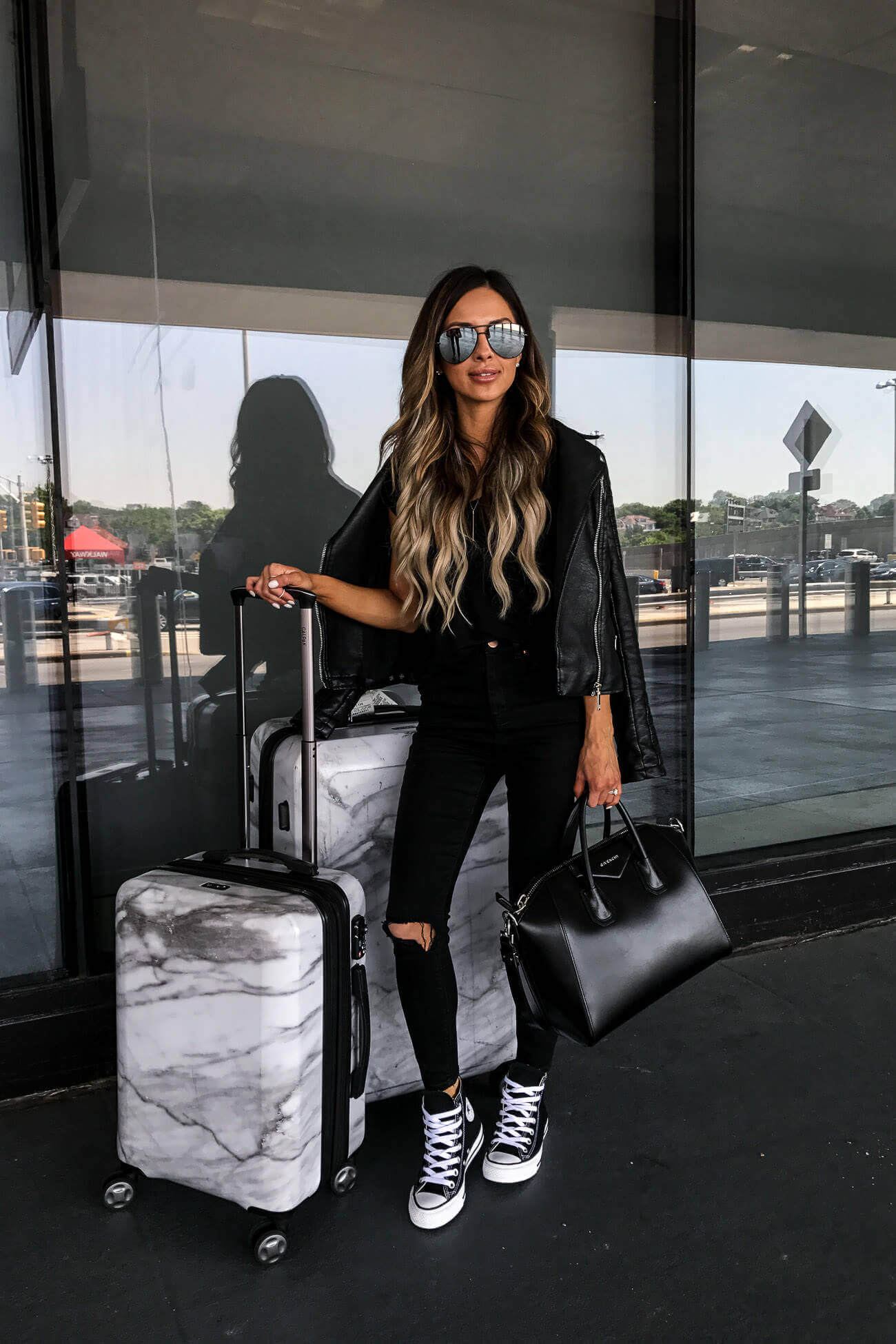 fashion blogger mia mia mine using calpak marble luggage on sale in the shopbop buy more save more sale february 2019