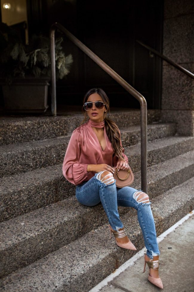 fashion blogger mia mia mine wearing aquazzura mules from intermix