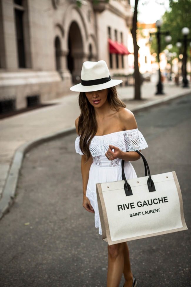 fashion blogger mia mia mine wearing a white charo ruiz dress