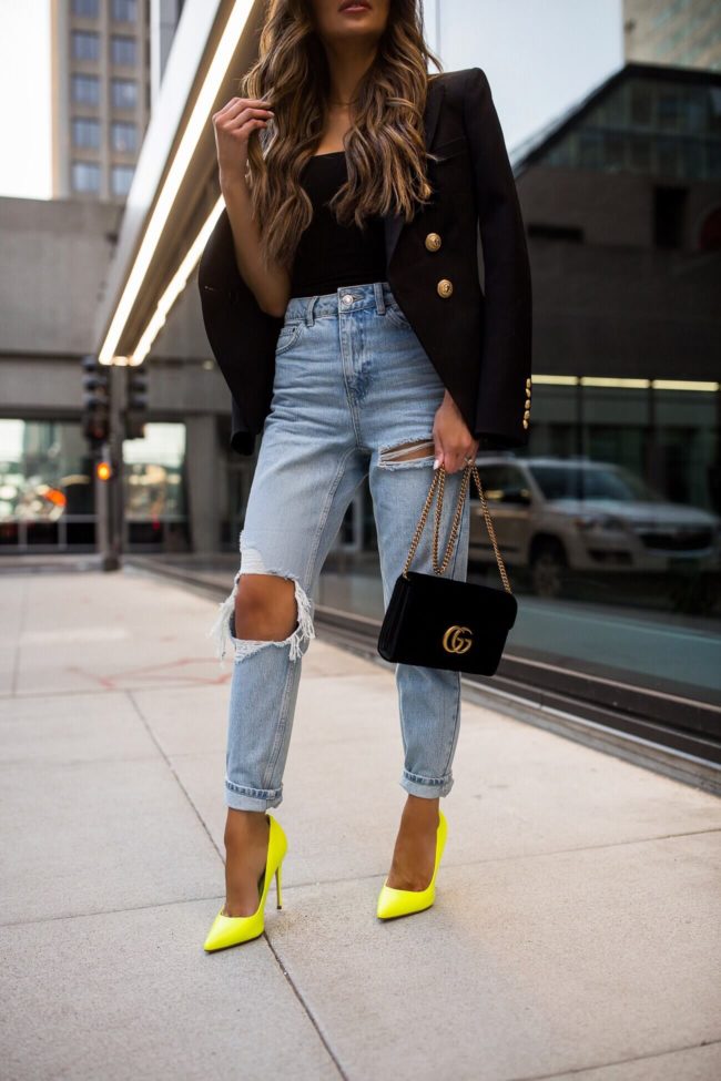 fashion blogger mia mia mine wearing neon steve madden heels from nordstrom