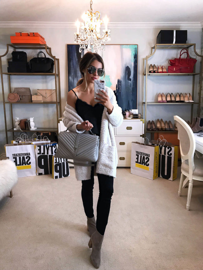 fashion blogger mia mia mine wearing a barefoot dreams cardi from the nordstrom anniversary sale 