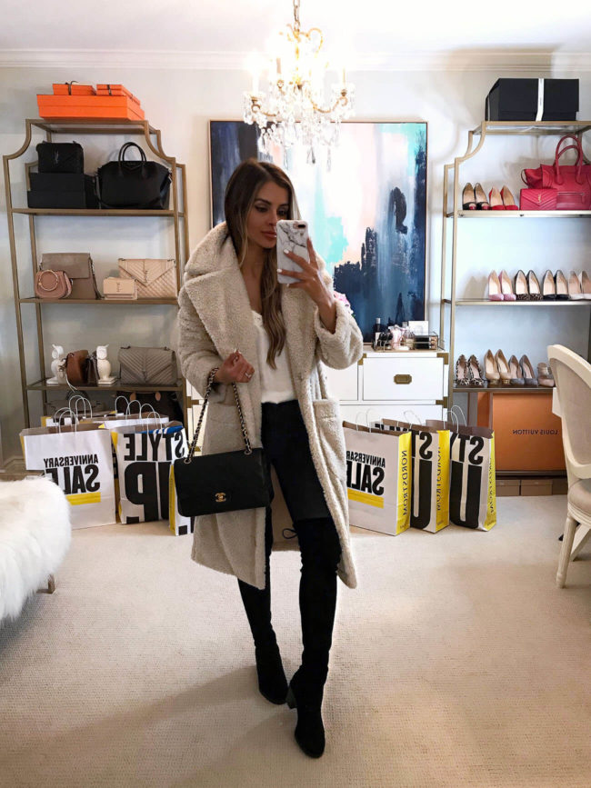 fashion blogger mia mia mine wearing a Halogen teddy coat from the nordstrom annviersary sale