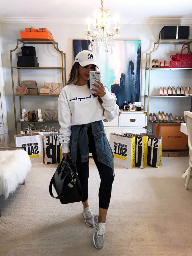 fashion blogger mia mia mine wearing a champion sweater from the nordstrom anniversary sale 2019
