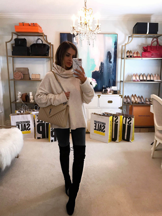 fashion blogger mia mia mine wearing a cowl neck sweater from the nsale 2019