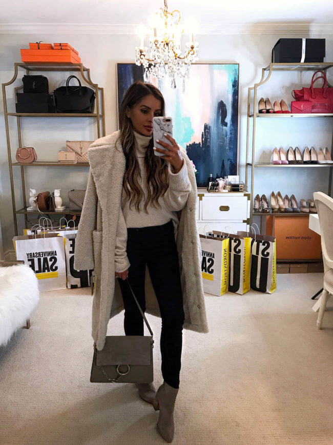 fashion blogger mia mia mine wearing a teddy coat from the nordstrom anniversary sale 2019