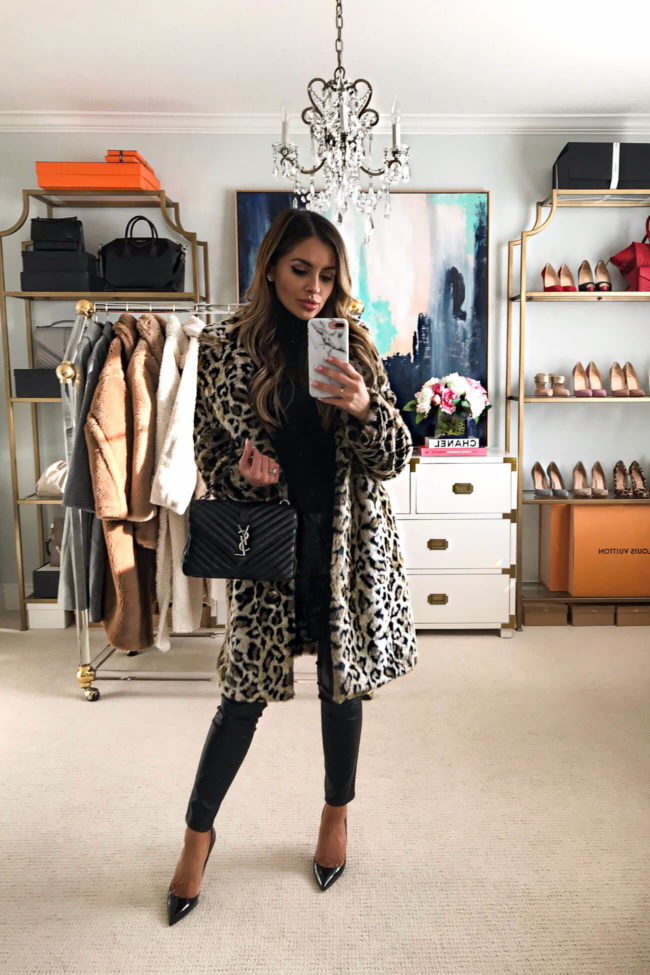 fashion blogger mia mia mine wearing a leopard coat from revolve