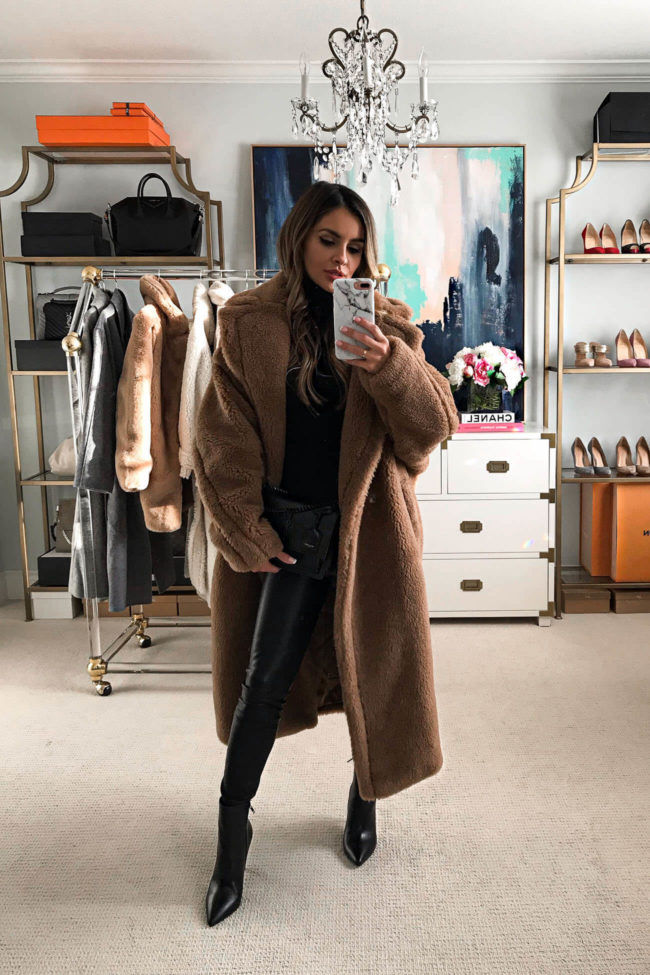 fashion blogger mia mia mine wearing a max mara teddy coat
