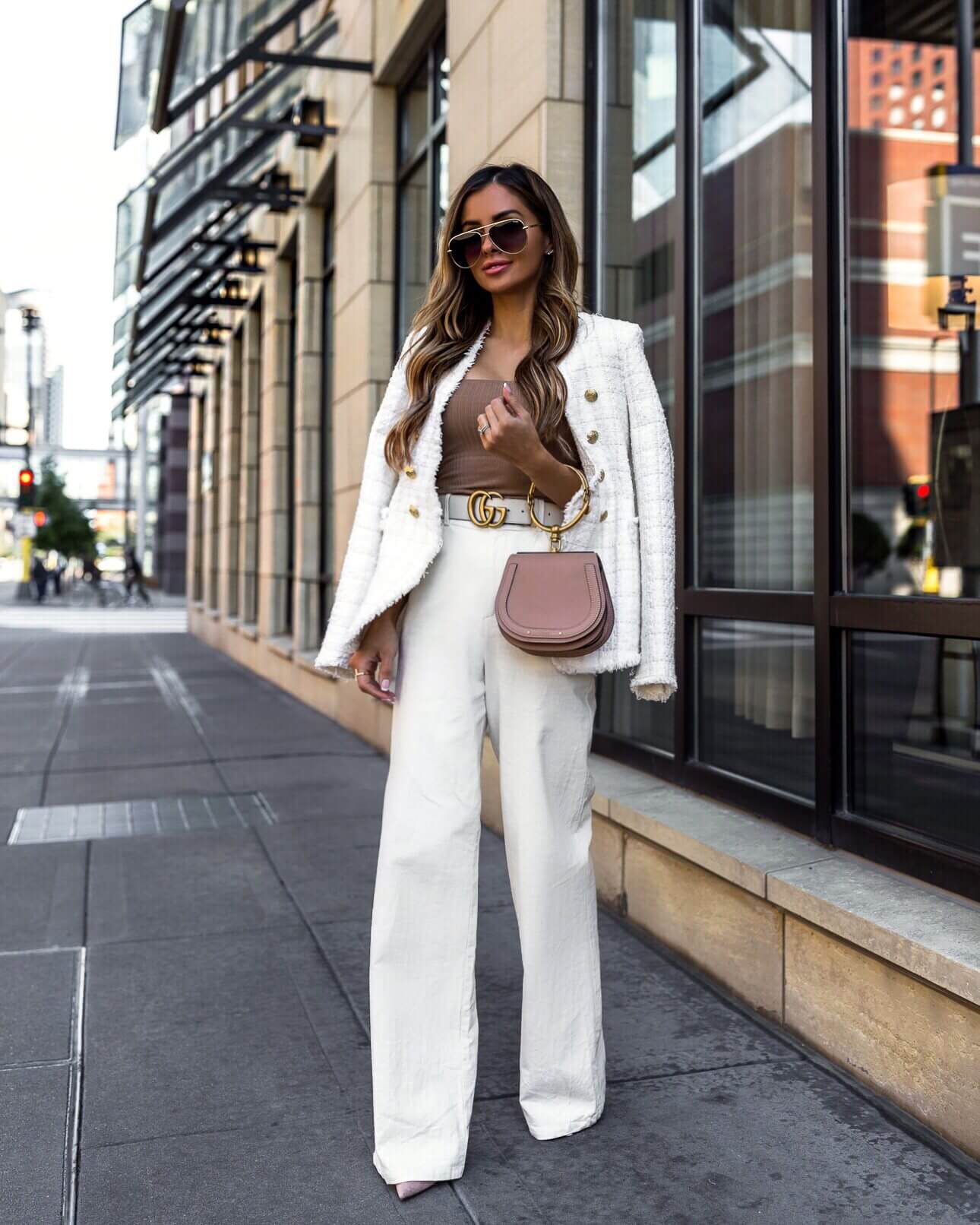 white dress with gucci belt