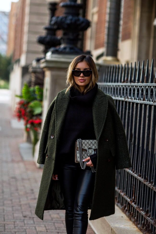 fashion blogger mia mia mine wearing a green jacket from nordstrom