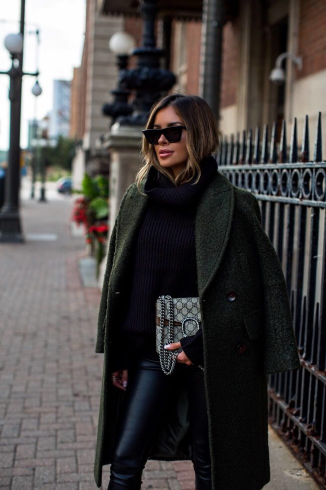 fashion blogger mia mia mine wearing a chunky turtleneck sweater from nordstrom
