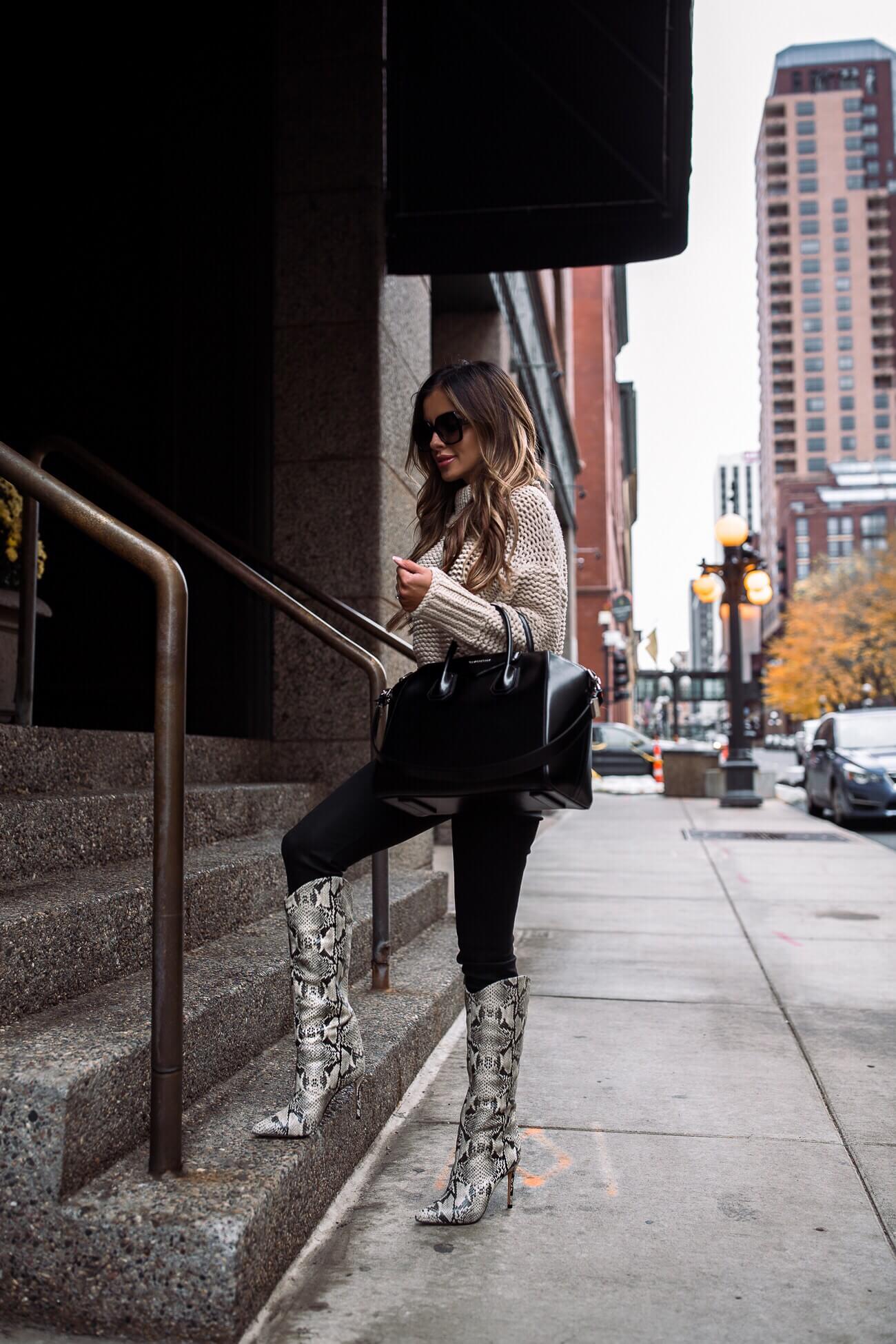 fashion blogger mia mia mine wearing snakeskin boots from nordstrom