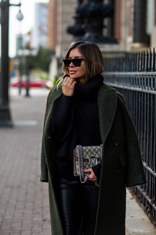 fashion blogger mia mia mine wearing a gucci dionysus bag and a black topshop turtleneck from nordstrom