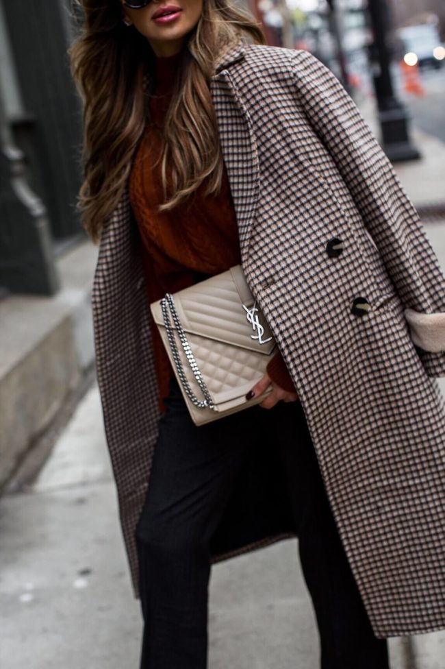 fashion blogger wearing a britta wool coat from petite studio