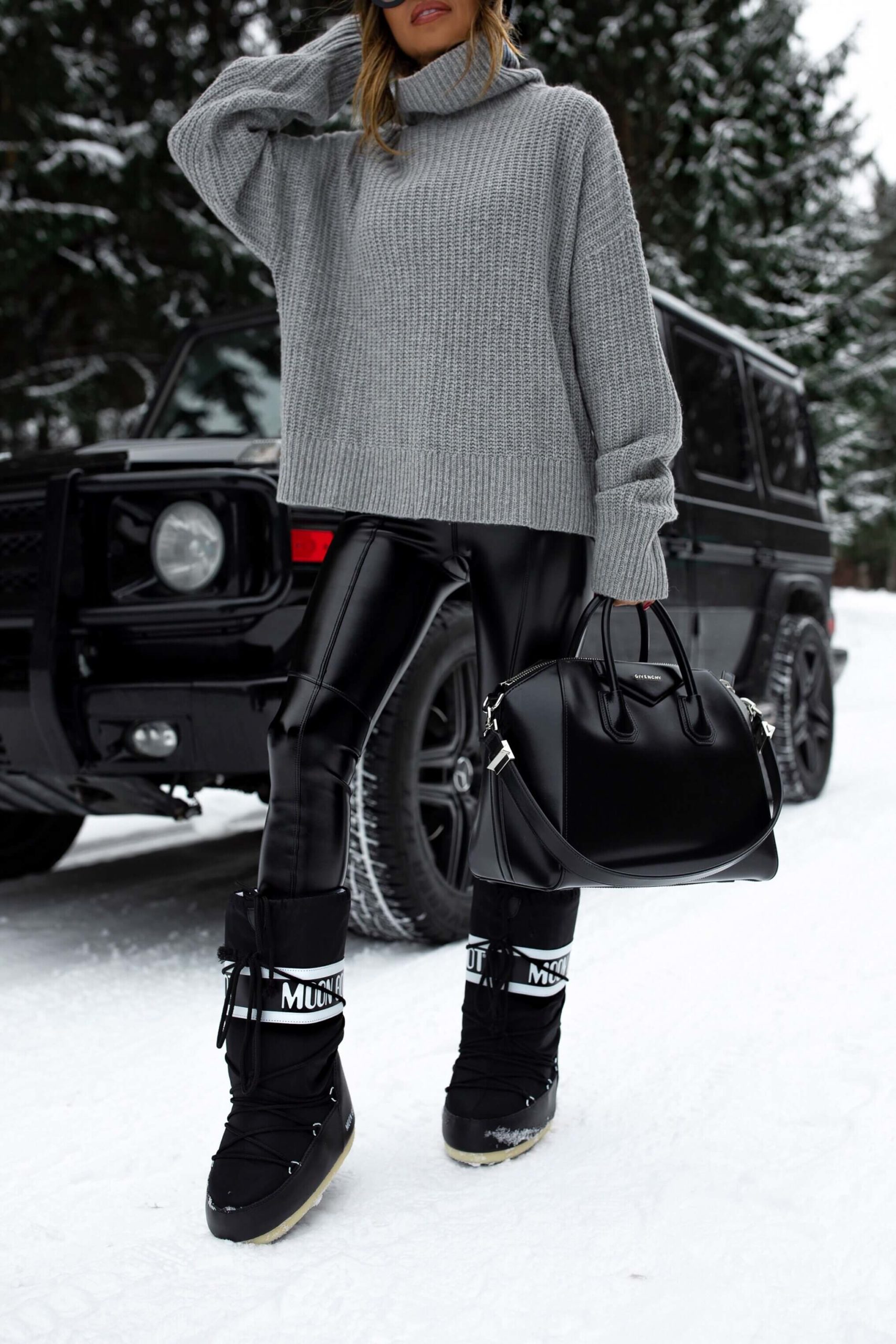 fashion blogger wearing faux leather leggings from verishop