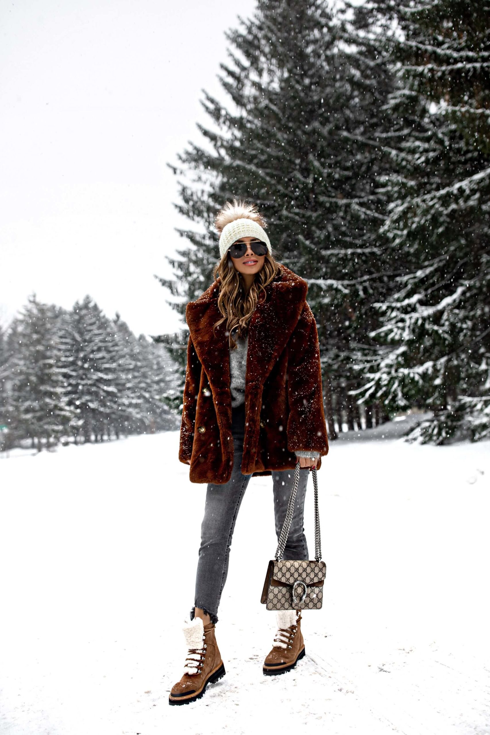 fashion blogger mia mia mine wearing a teddy bear coat from nordstrom for winter