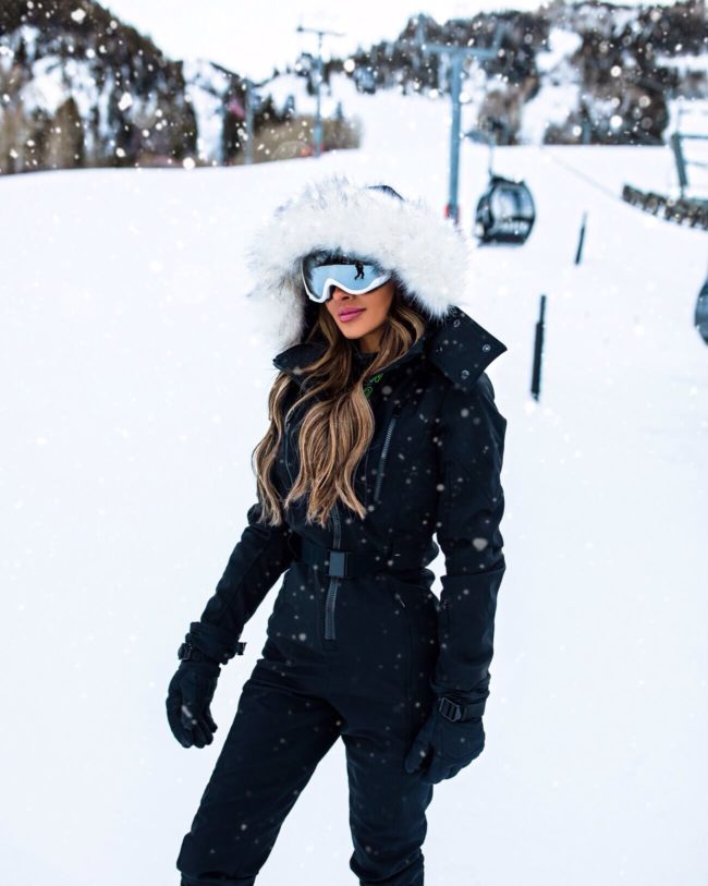 fashion blogger mia mia mine wearing a topshop sno suit from nordstrom