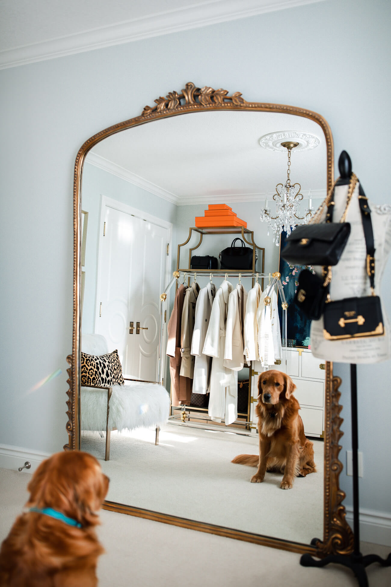 fashion blogger closet anthropologie floor mirror