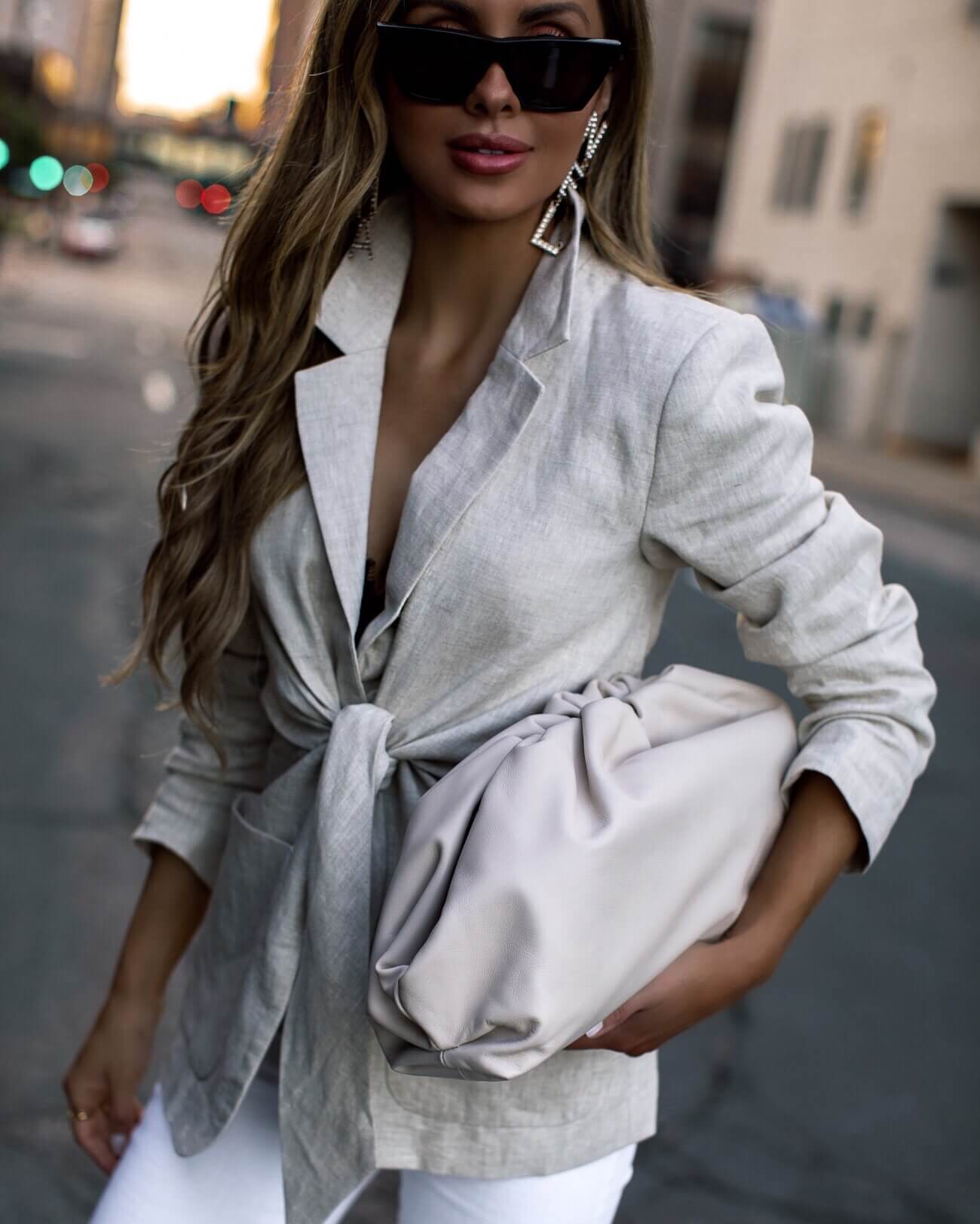 fashion blogger bottega veneta bag and chanel earrings