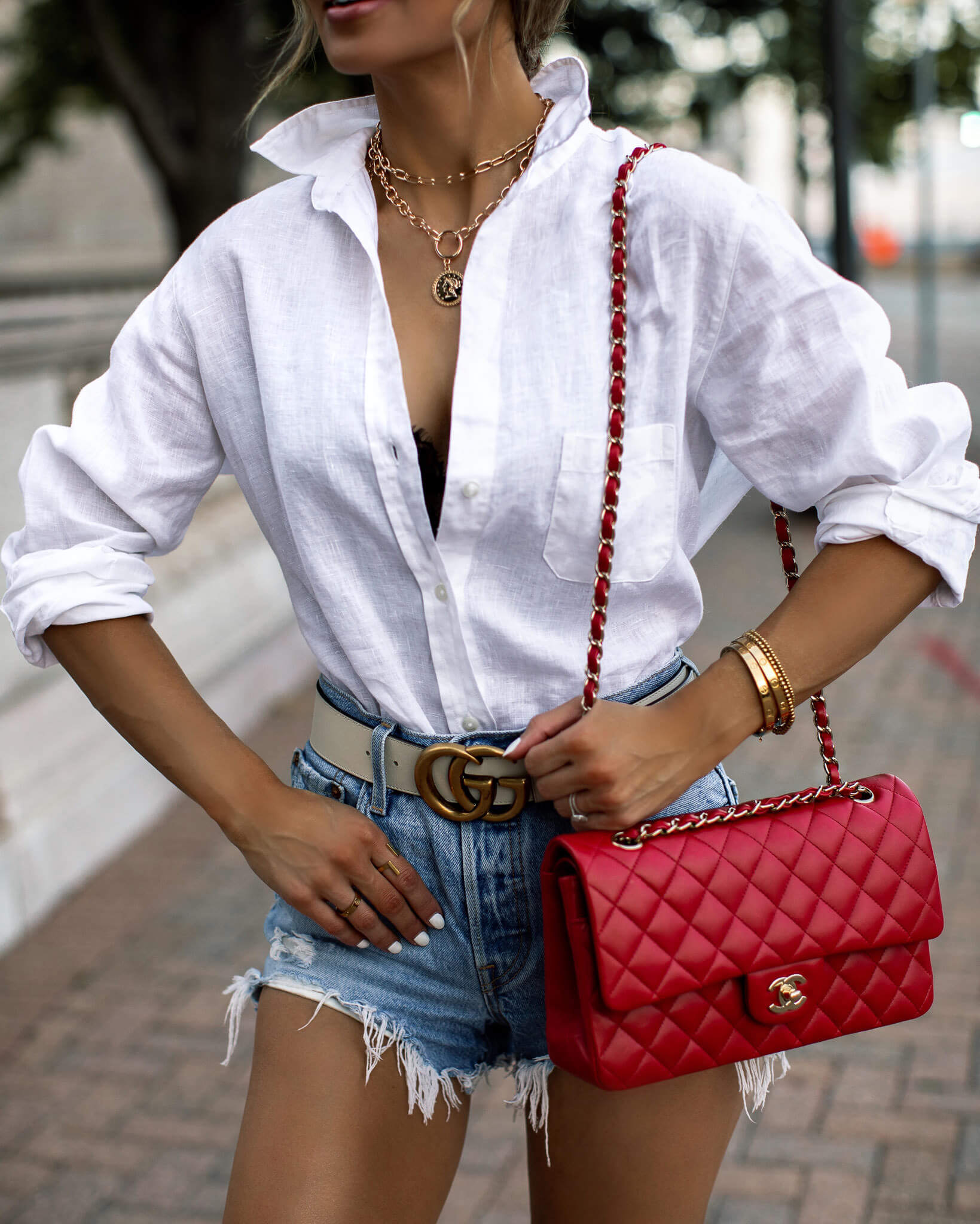 fashion blogger white gucci belt for summer