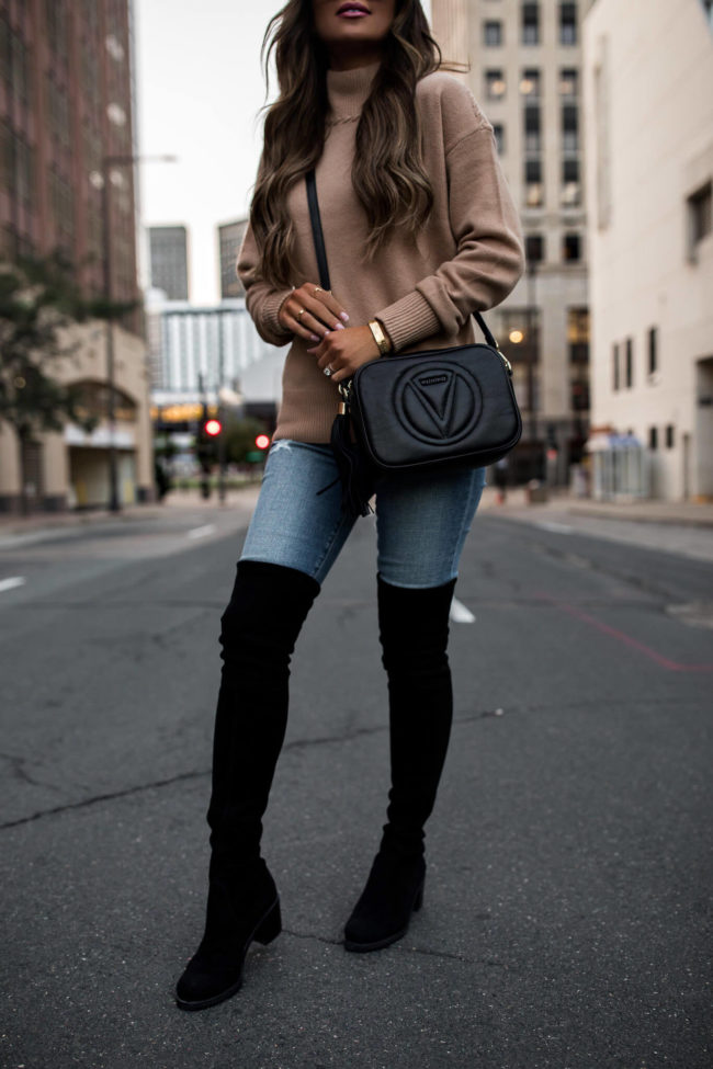 fashion blogger wearing stuart weitzman over-the-knee boots from saks off 5th