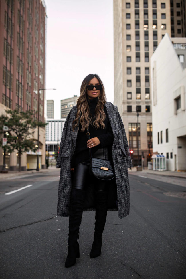 fashion blogger mia mia mine wearing a plaid coat from walmart for fall