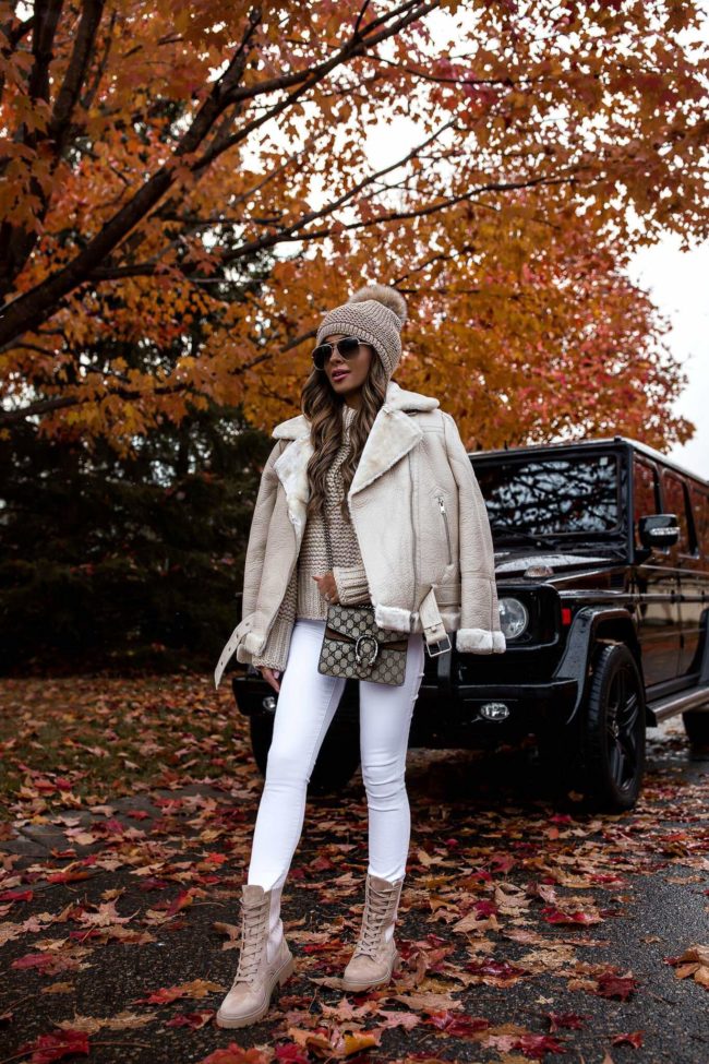 fashion blogger mia mia mine wearing a white outfit from nordstrom for fall