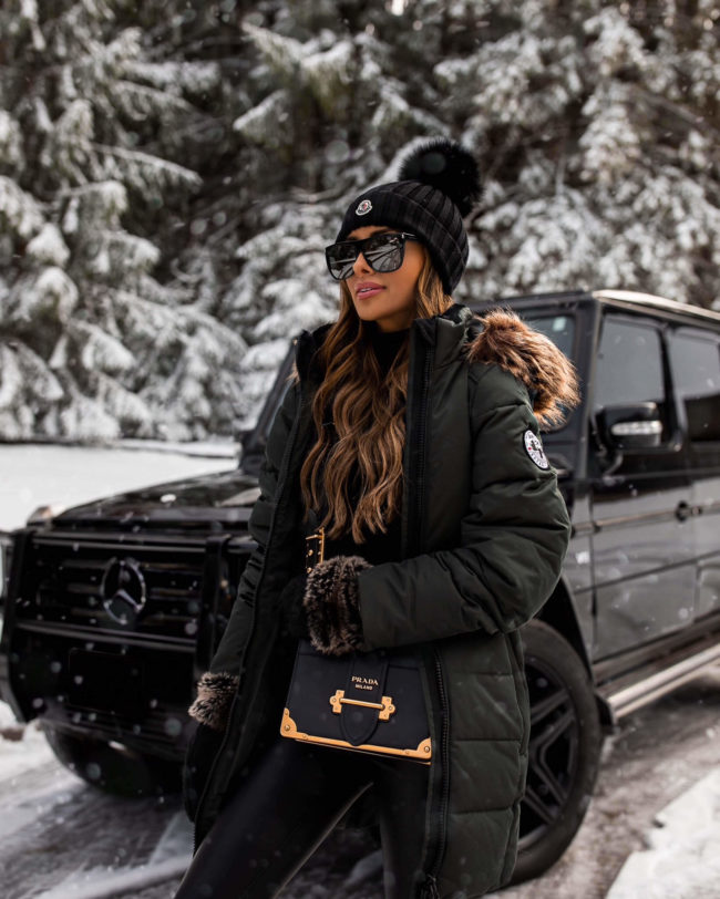 fashion blogger mia mia mine wearing a qvc arctic coat for winter