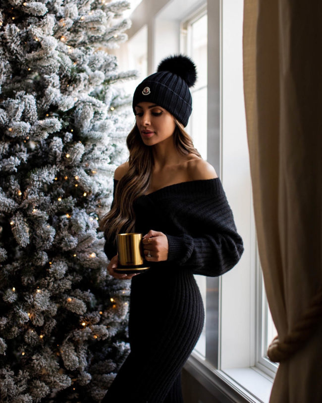 fashion blogger mia mia mine wearing a cozy knit set from bloomingdales