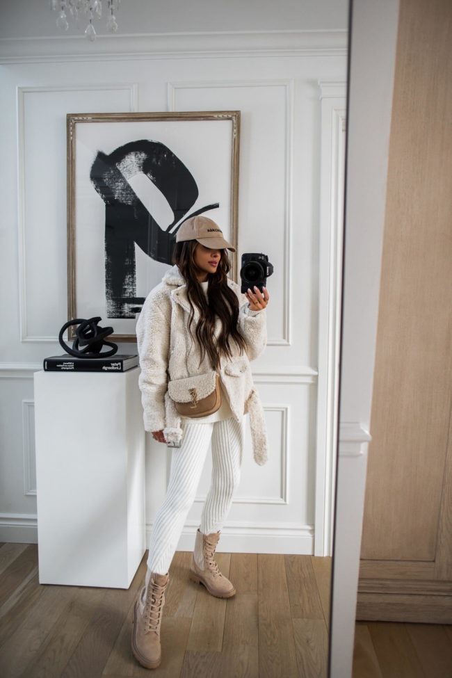 fashion blogger mia mia mine wearing a white knit set from forever 21
