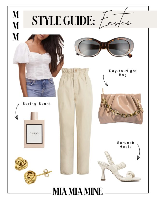 puff sleeve blouse and scrunch heels for easter by mia mia mine