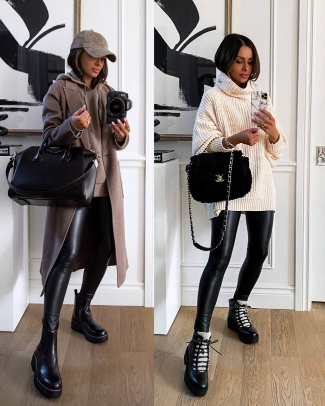 fashion blogger mia mia mine wearing shearling booties from the nsale 2021