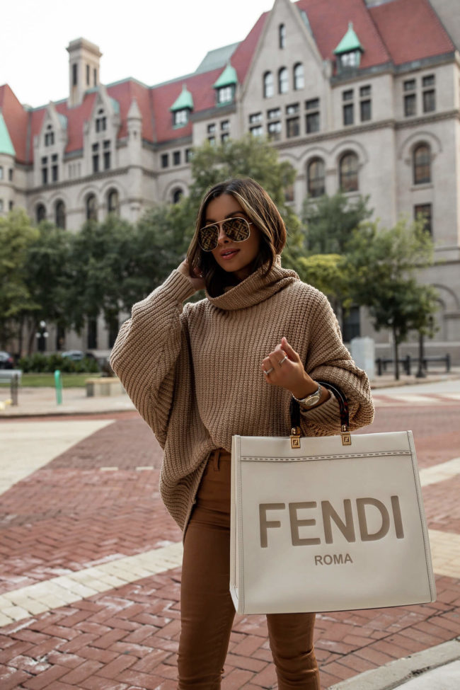 fashion blogger wearing a camel fall outfit from nordstrom