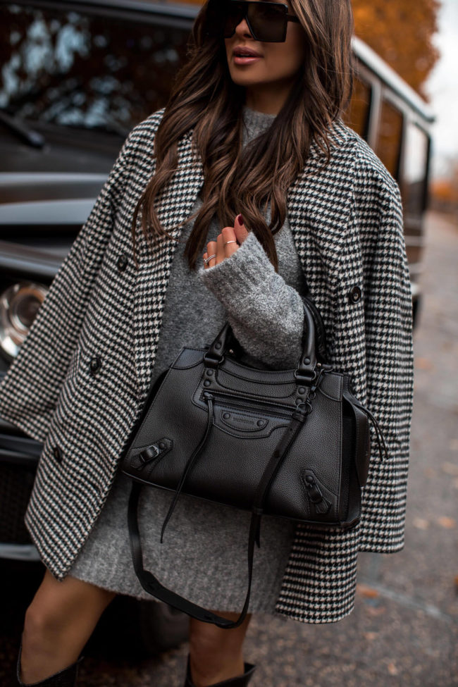 fashion blogger mia mia mine wearing a houndstooth coat by topshop from nordstrom