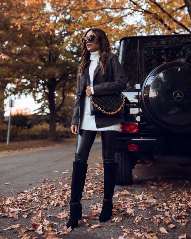 fashion blogger mia mia mine wearing a white house black market fall outfit