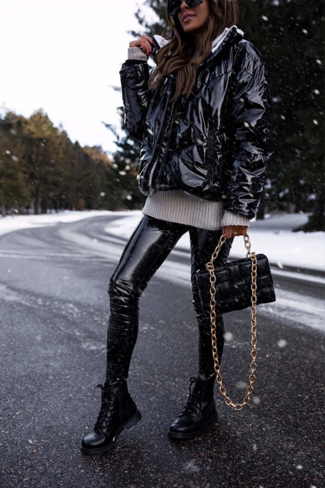 fashion blogger wearing walmart combat boots