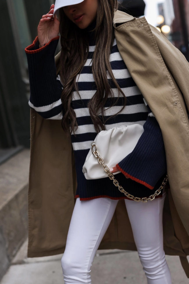 fashion blogger mia mia mine wearing a striped sweater for spring from walmart