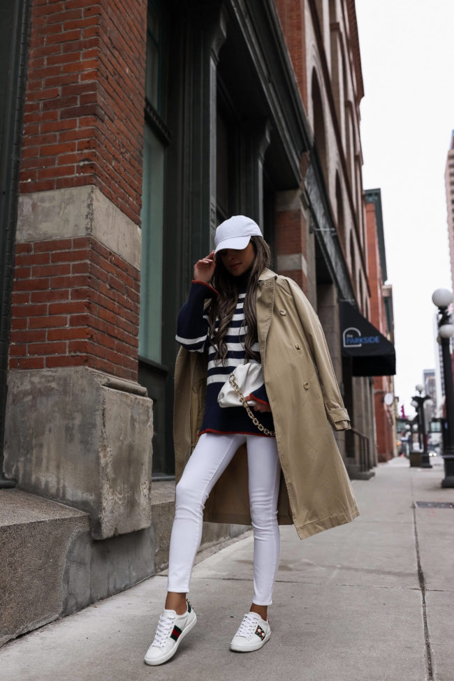 fashion blogger mia mia mine wearing a trench coat from walmart