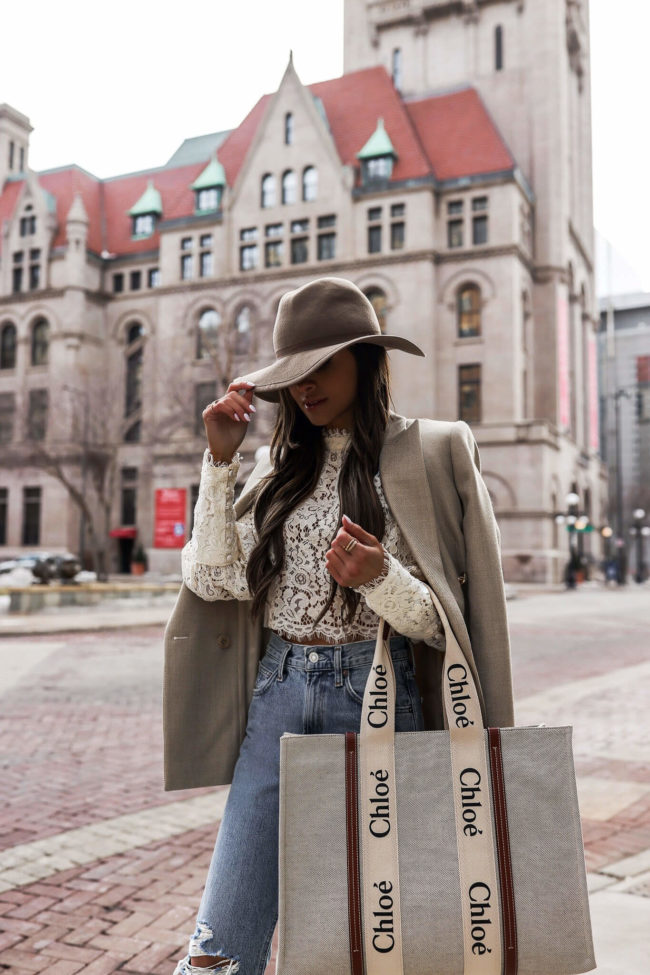 fashion blogger mia mia mine wearing a chloe woody tote from bloomingdales