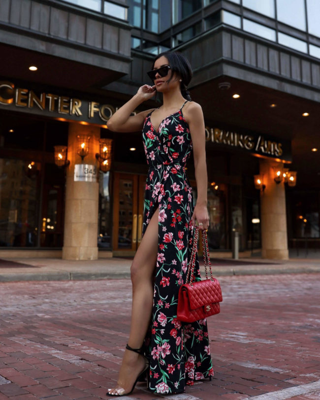 mia mia mine wearing a floral dress from walmart