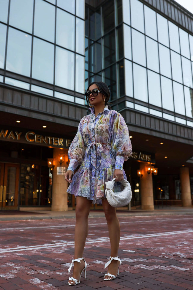 fashion blogger mia mia mine wearing a floral zimmermann dress
