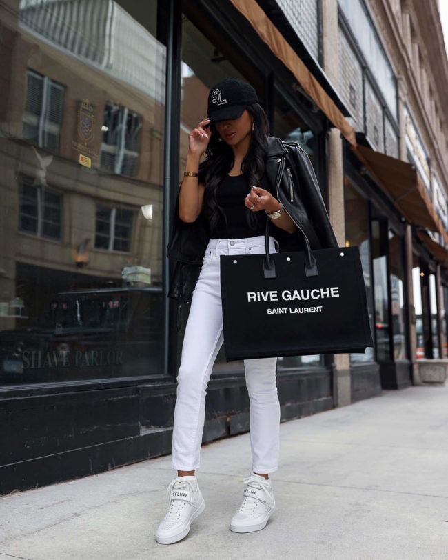 fashion blogger mia mia mine wearing white abercrombie denim