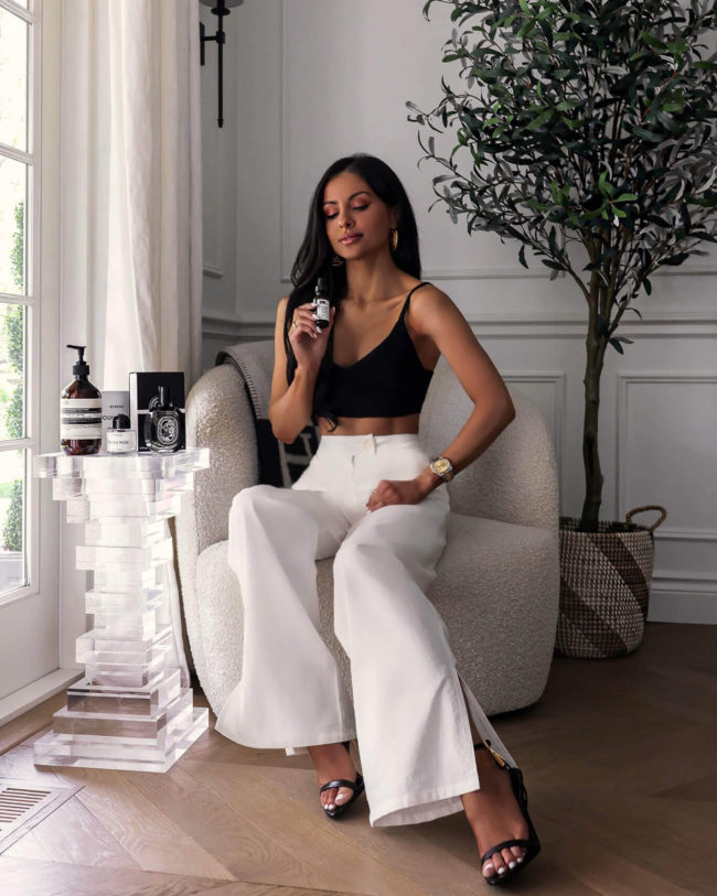 fashion blogger mia mia mine sharing ssense beauty products