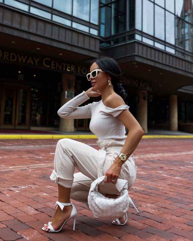 fashion blogger mia mia mine wearing linen pants from revolve