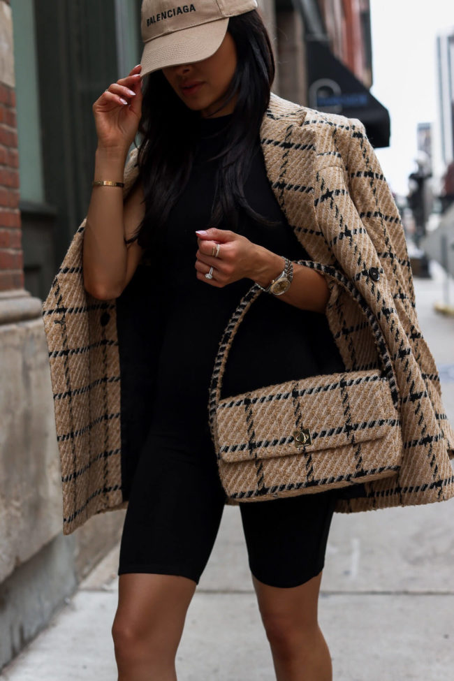 fashion blogger mia mia mine wearing a camel nico tweed bag from anine bing