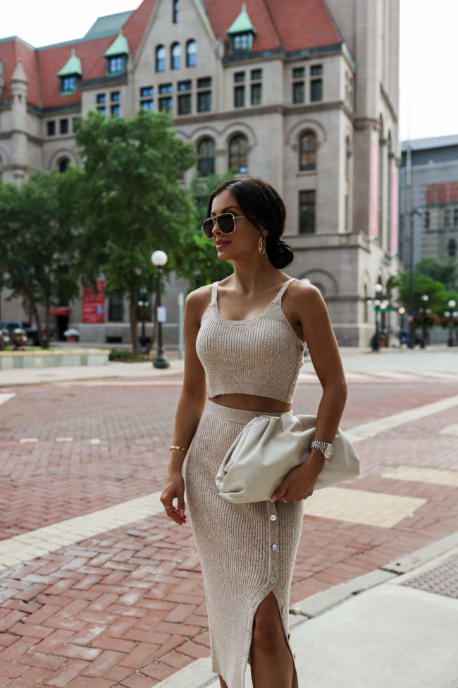 fashion blogger mia mia mine wearing a knit set from nordstrom